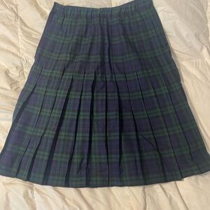 Lands' End Green and Blue Plaid A-Line Skirt